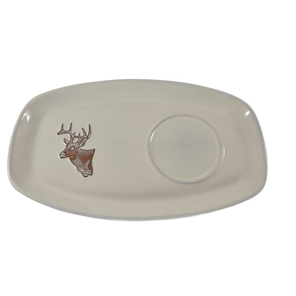 Frankoma Sportsman Deer Buck Plate White Snack Sandwich Tray - Picture 1 of 9